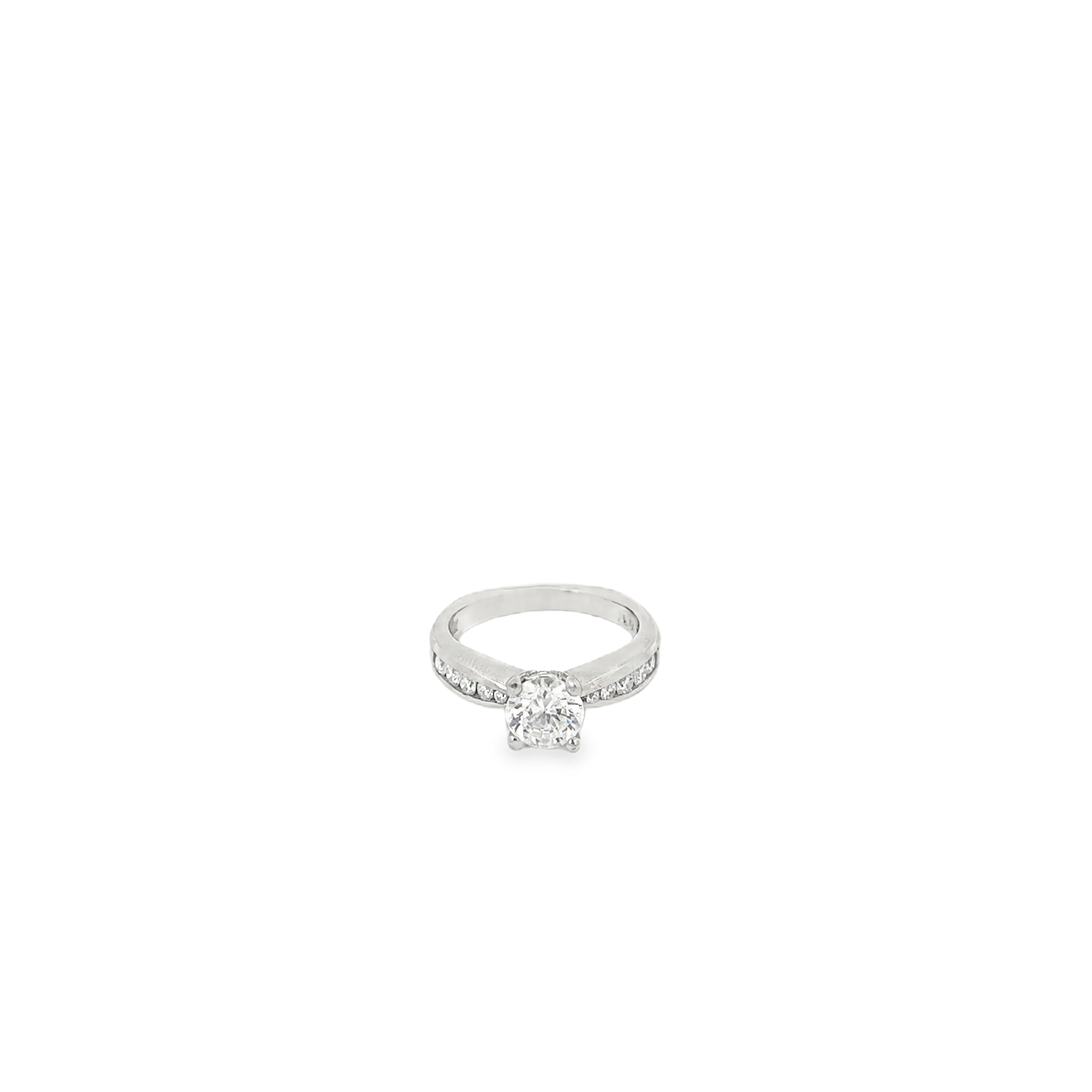 Platinum Diamond Engagement Ring with Graduated Channel Set Diamonds