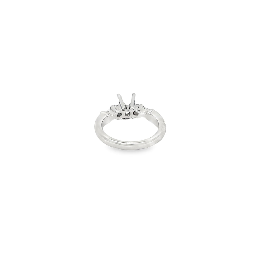 Platinum Diamond Engagement Ring with Two Round and Two Tapered Baguette Diamonds