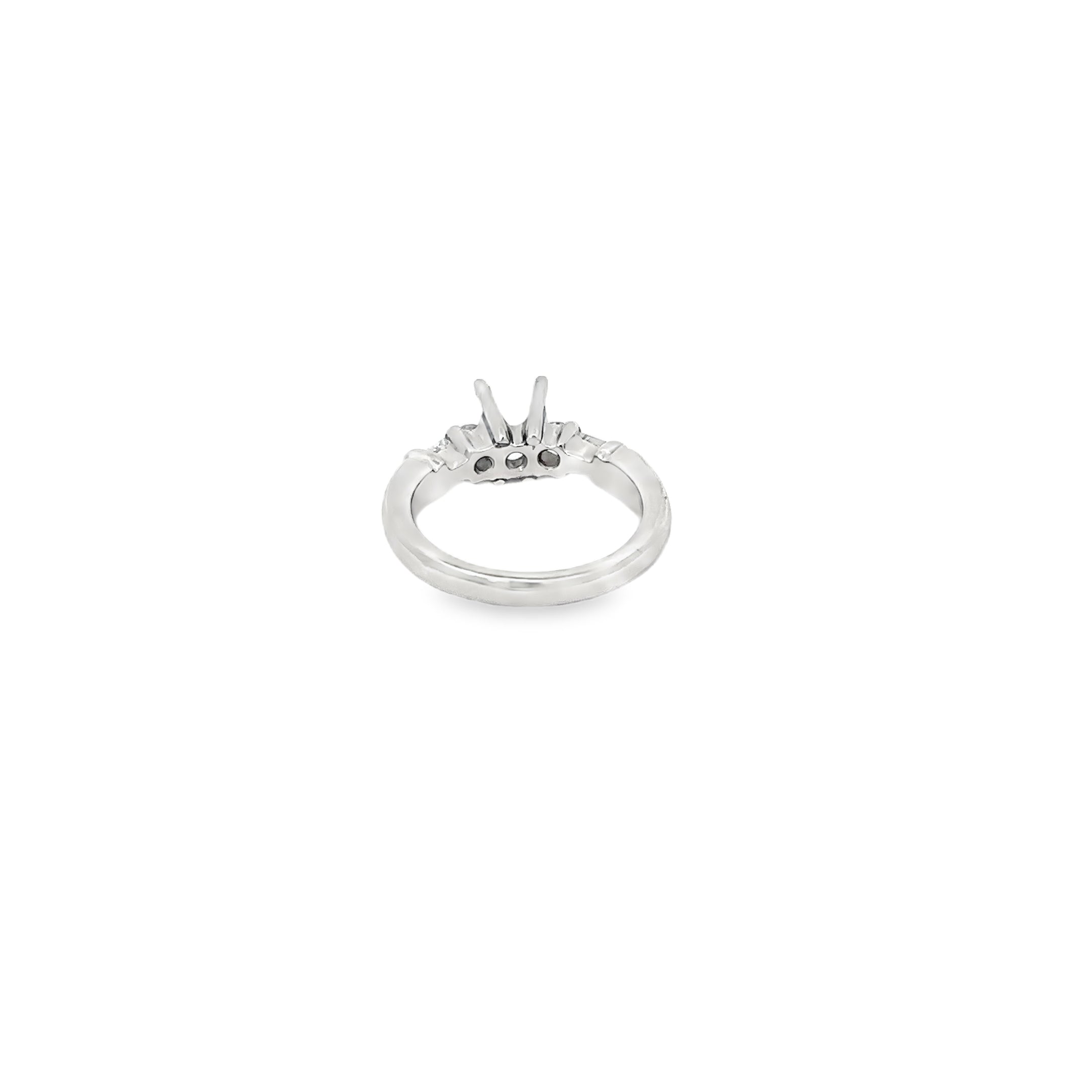 Platinum Diamond Engagement Ring with Two Round and Two Tapered Baguette Diamonds