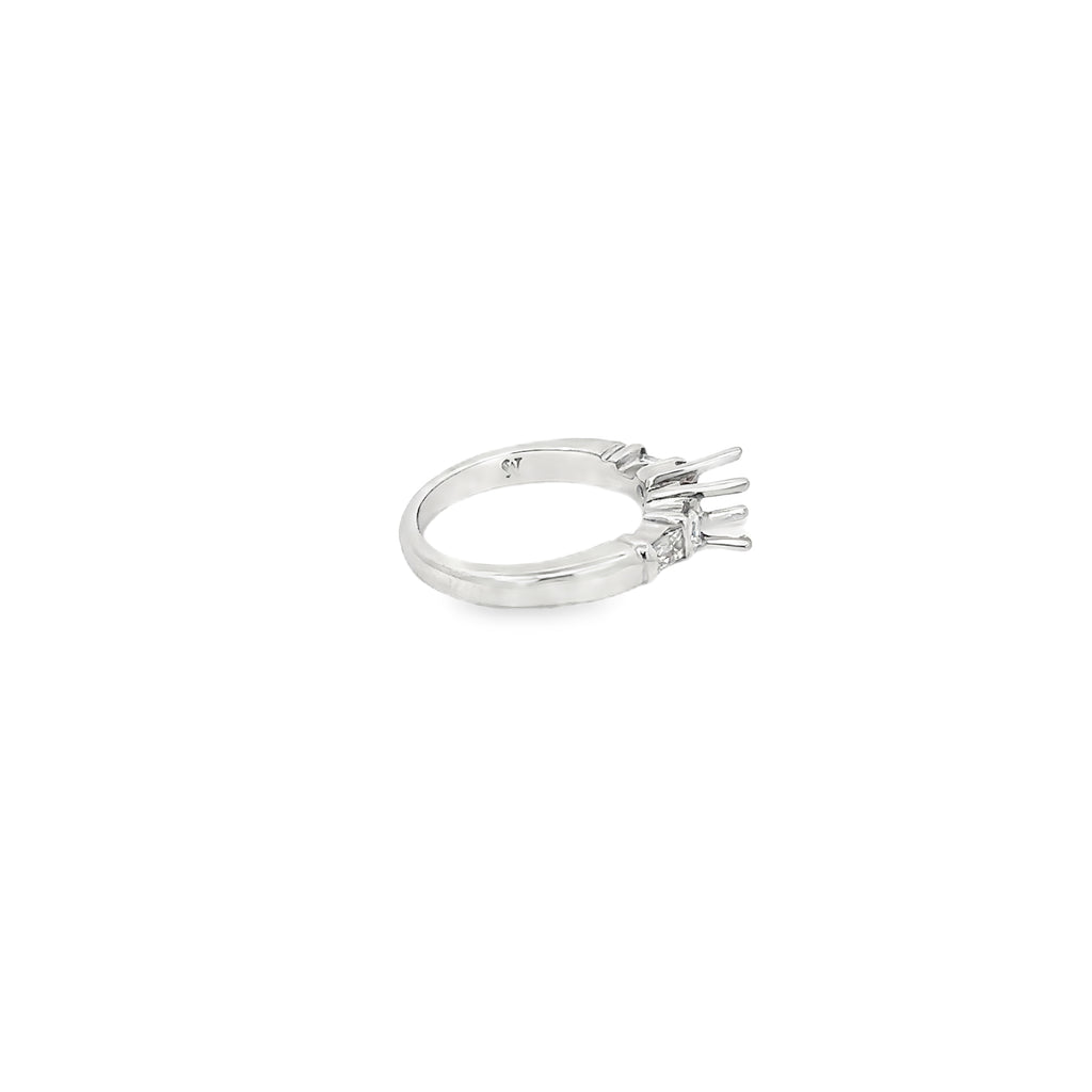 Platinum Diamond Engagement Ring with Two Round and Two Tapered Baguette Diamonds