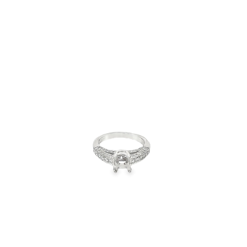 Platinum Solitaire with Pave Diamonds
