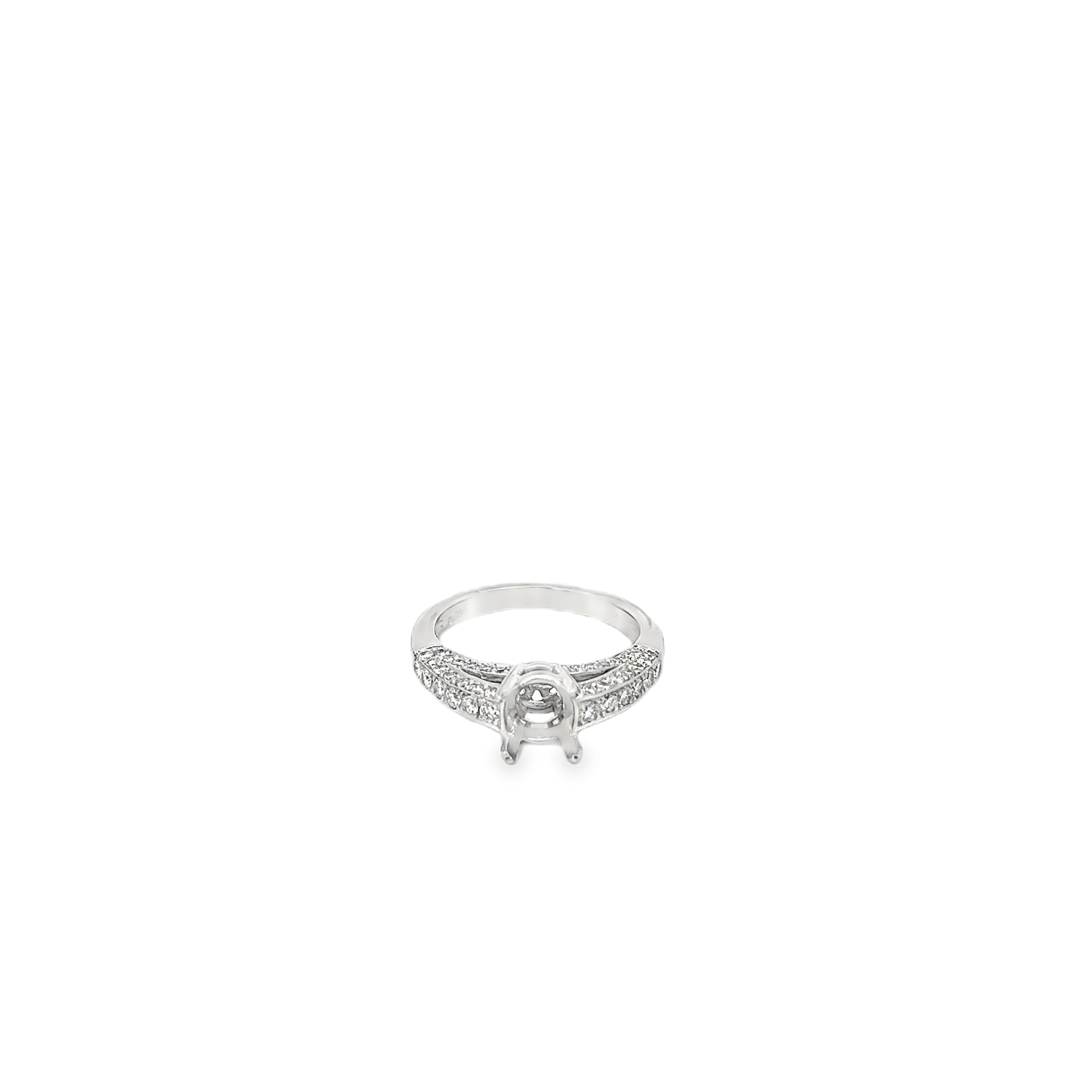 Platinum Solitaire with Pave Diamonds