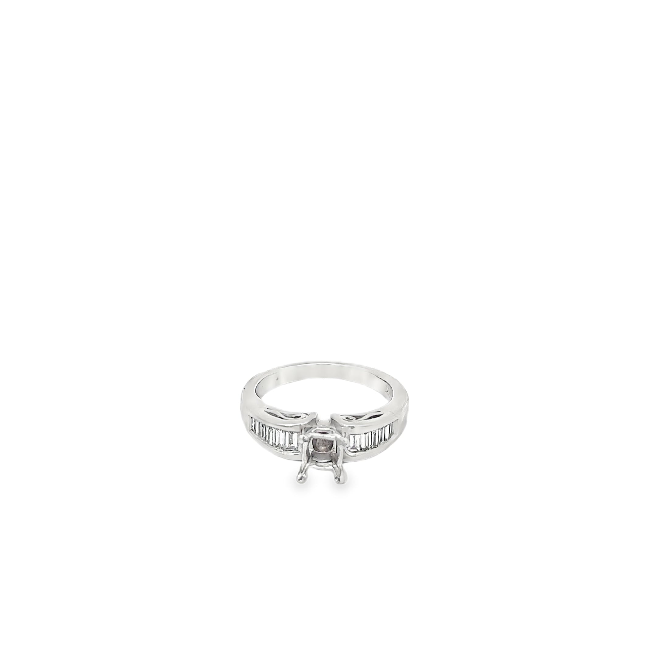 14K White Gold Baguette Channel Set Engagement Ring