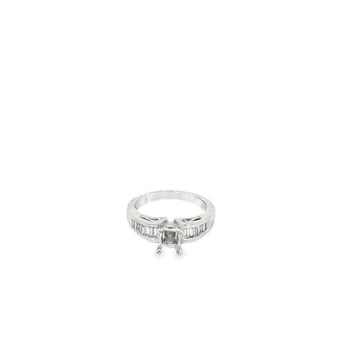 14K White Gold Baguette Channel Set Engagement Ring