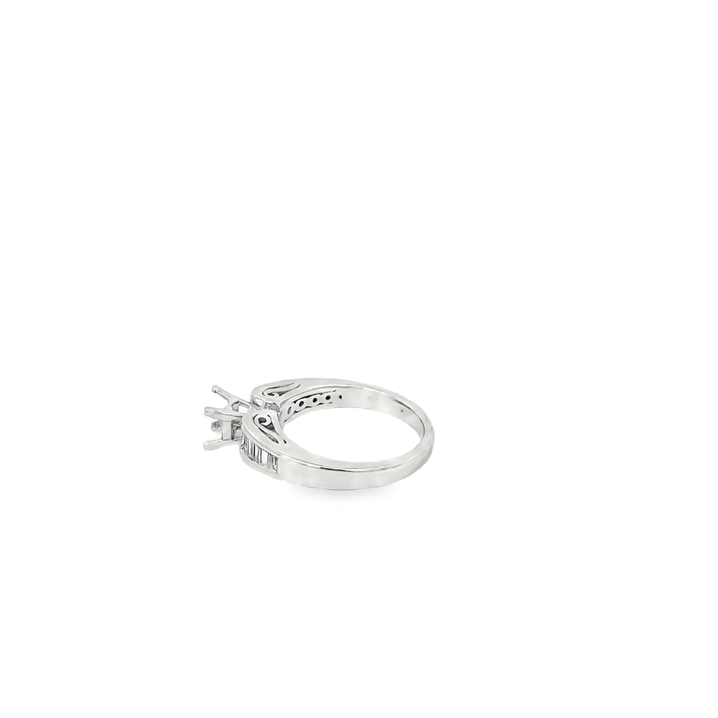 14K White Gold Baguette Channel Set Engagement Ring
