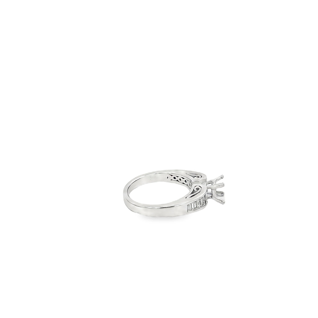 14K White Gold Baguette Channel Set Engagement Ring