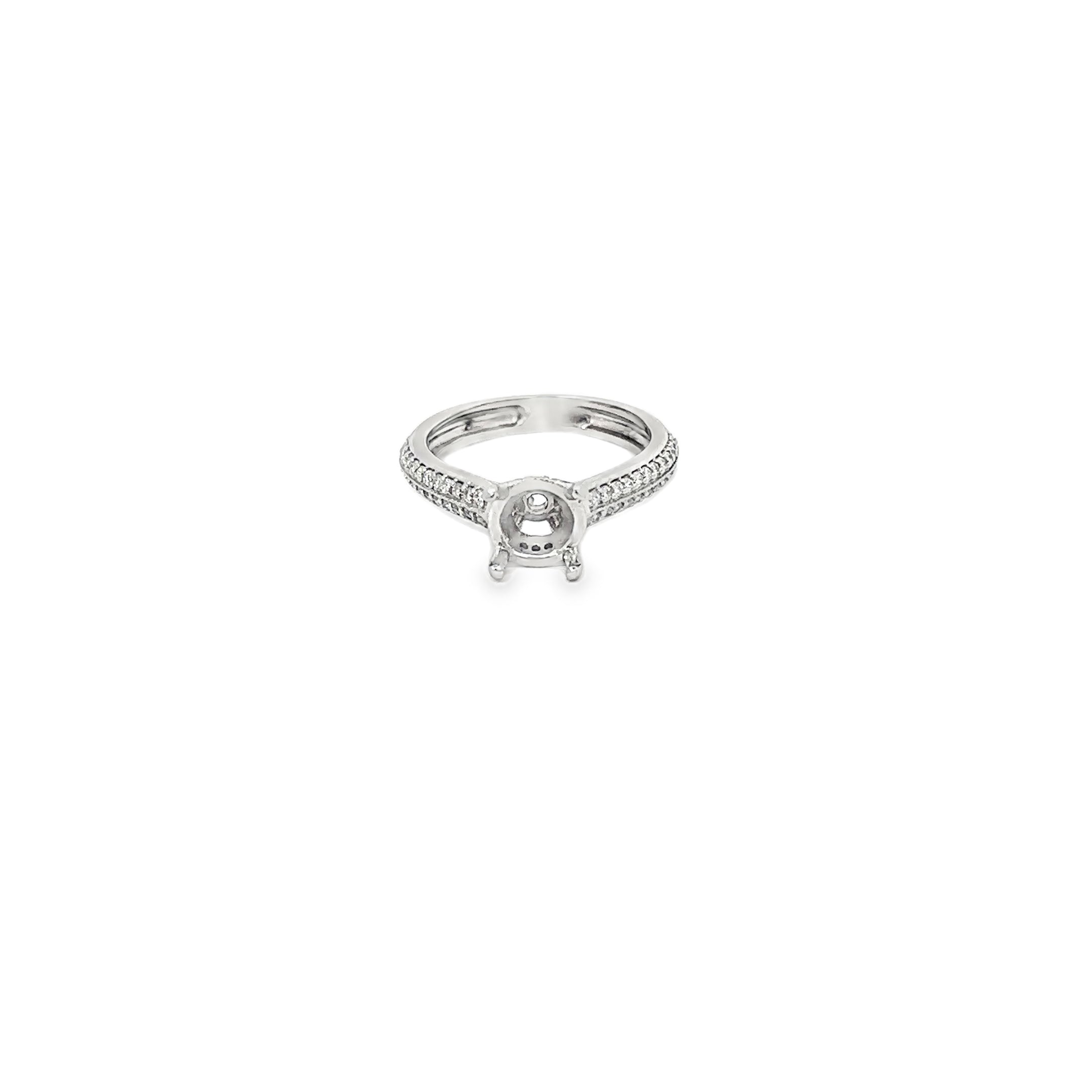 18K White Gold Micro Pave Semi Mount