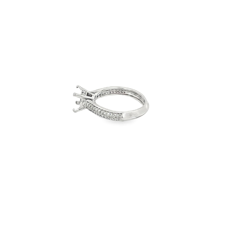 18K White Gold Micro Pave Semi Mount