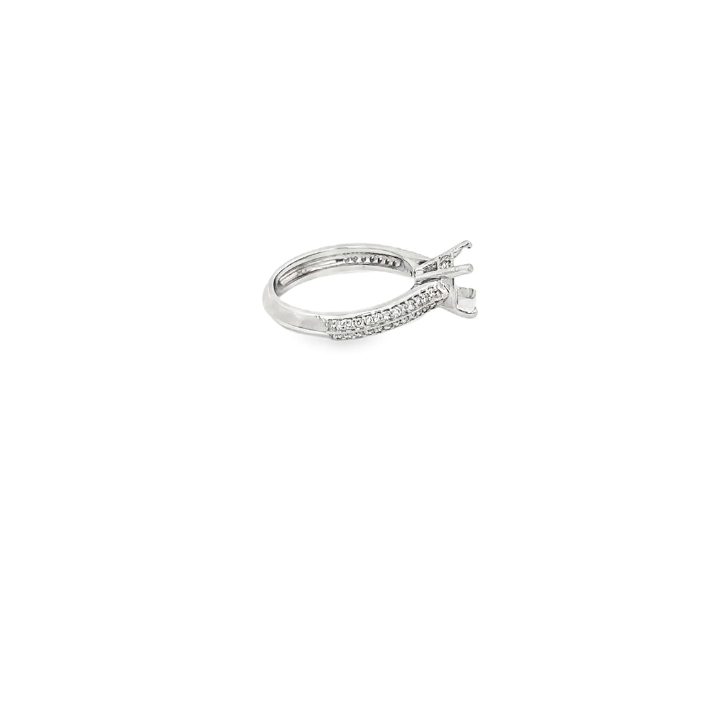 18K White Gold Micro Pave Semi Mount
