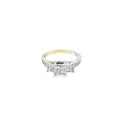 14K White Gold Engagement Ring with 3 Clusters of Princess Cut Diamonds and Channel Set Diamond Accents