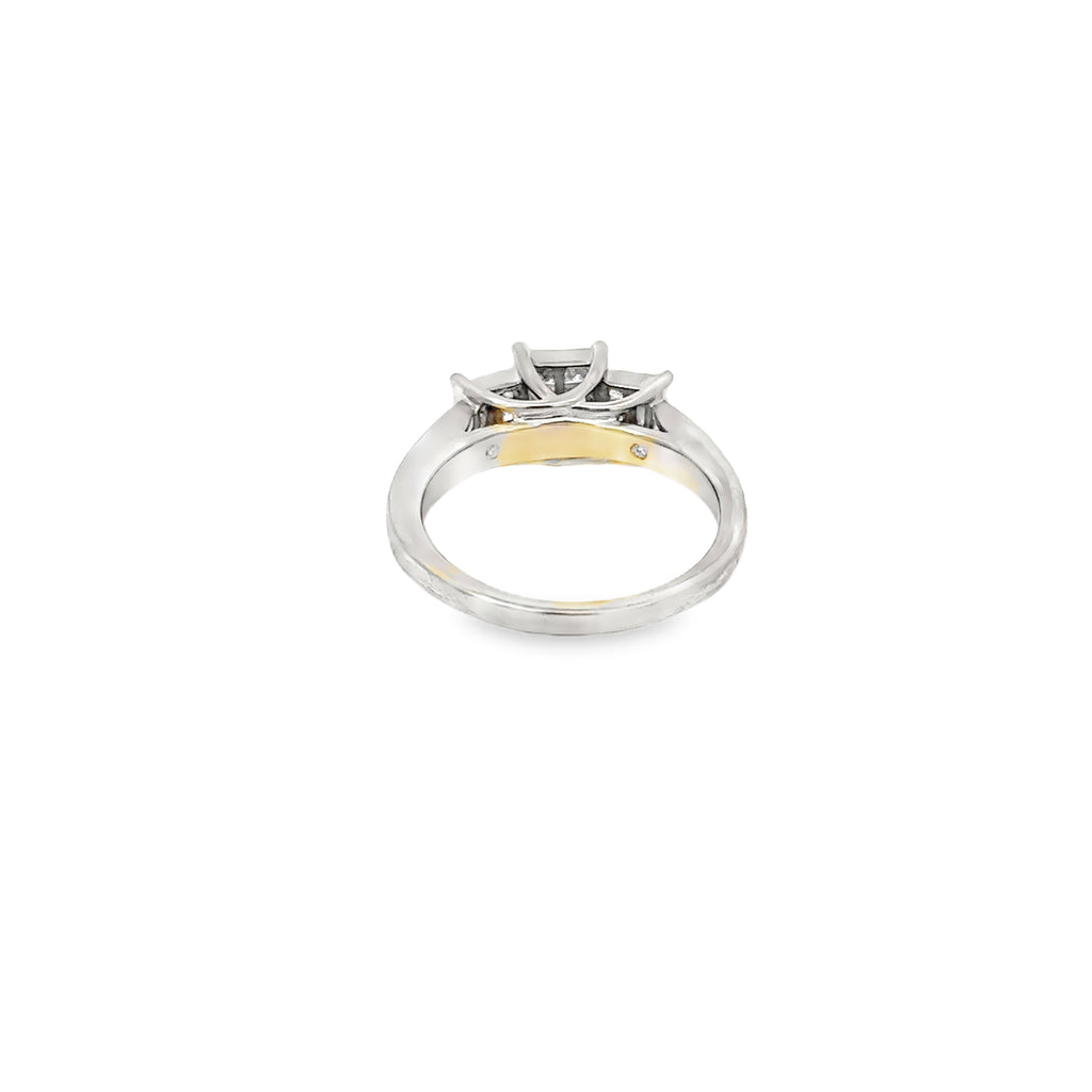 14K White Gold Engagement Ring with 3 Clusters of Princess Cut Diamonds and Channel Set Diamond Accents