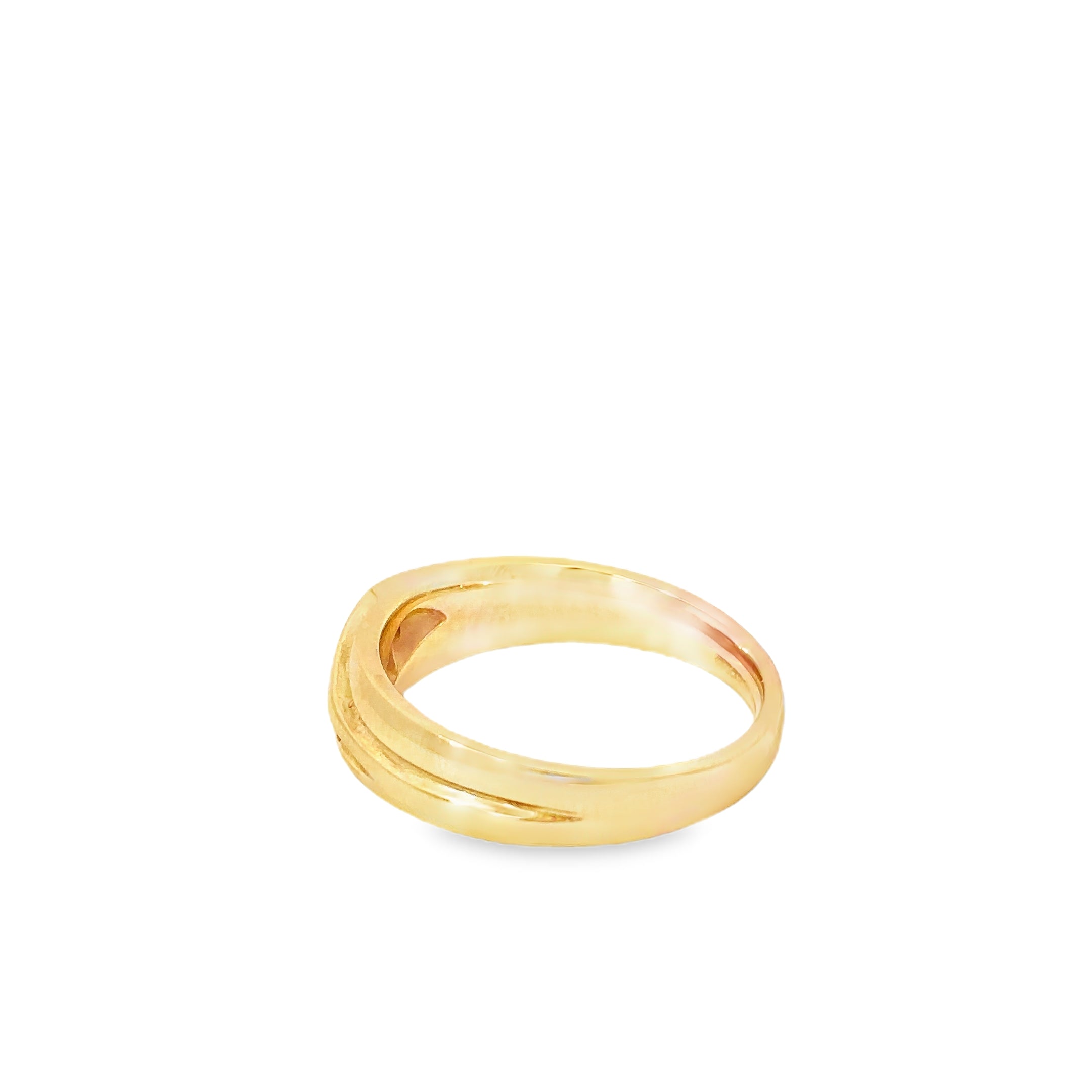 14K Yellow Gold Gents Wedding Band with Diagonal Channel Set Diamonds