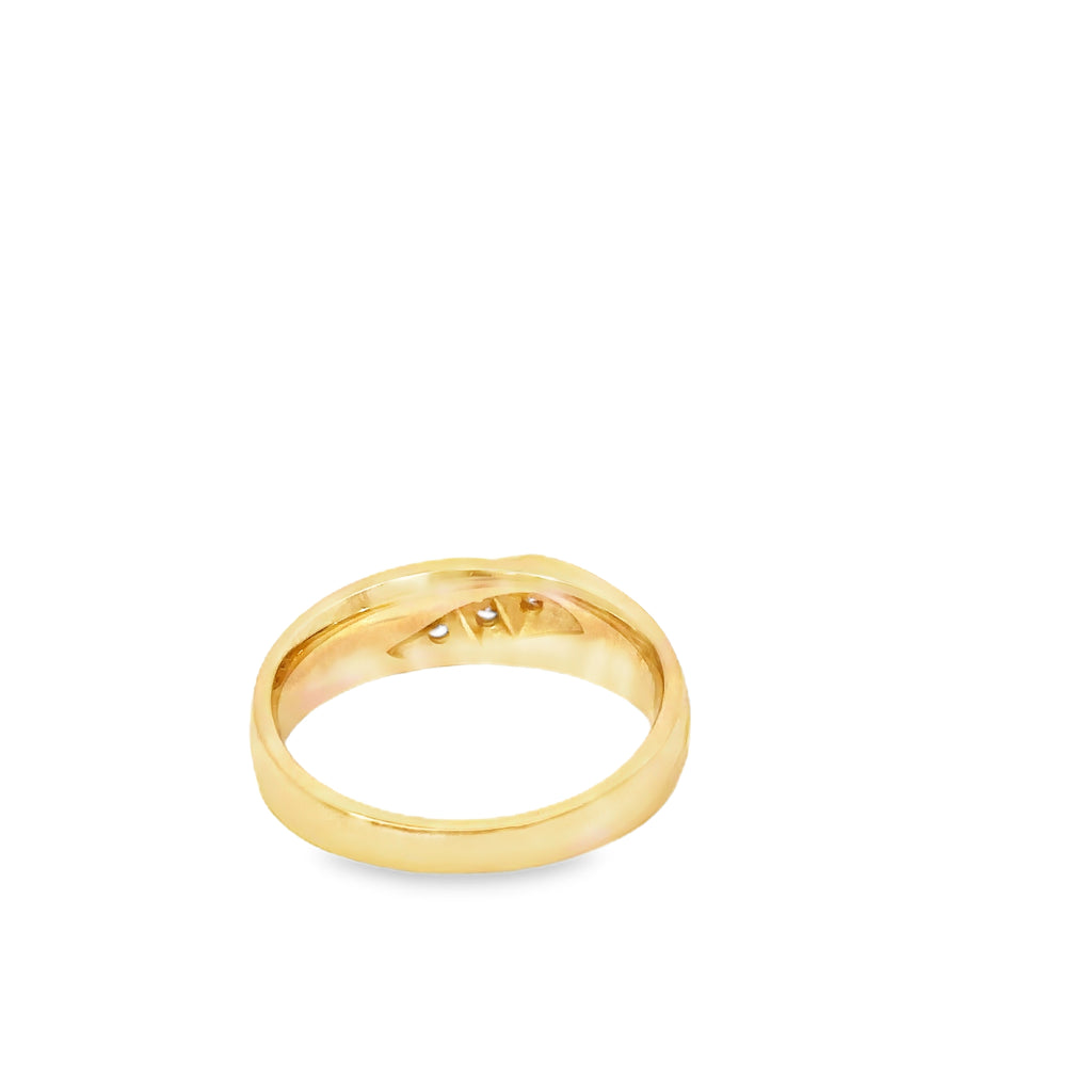 14K Yellow Gold Gents Wedding Band with Diagonal Channel Set Diamonds