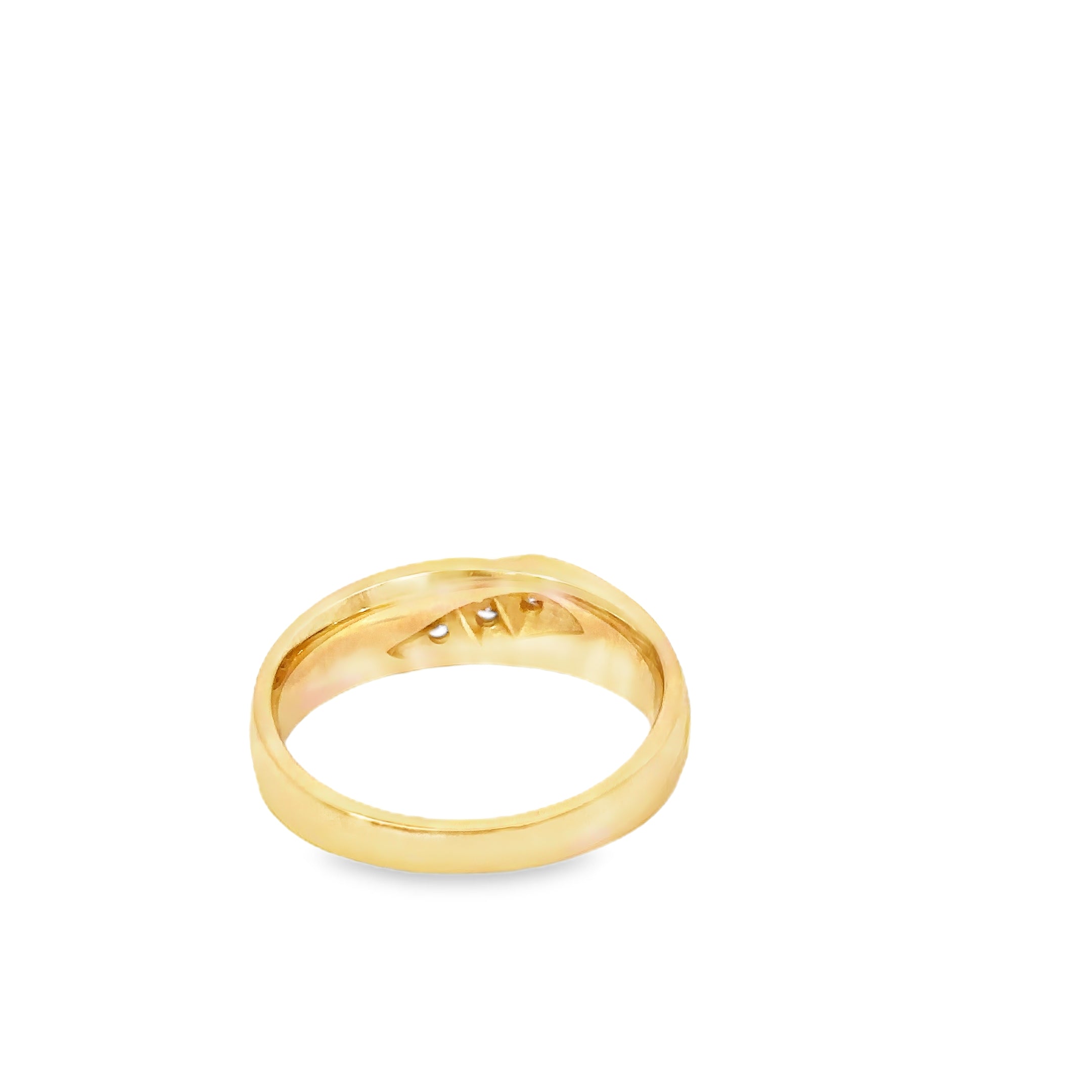 14K Yellow Gold Gents Wedding Band with Diagonal Channel Set Diamonds
