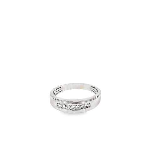 14K White Gold Channel Set Diamond Gents Wedding Band