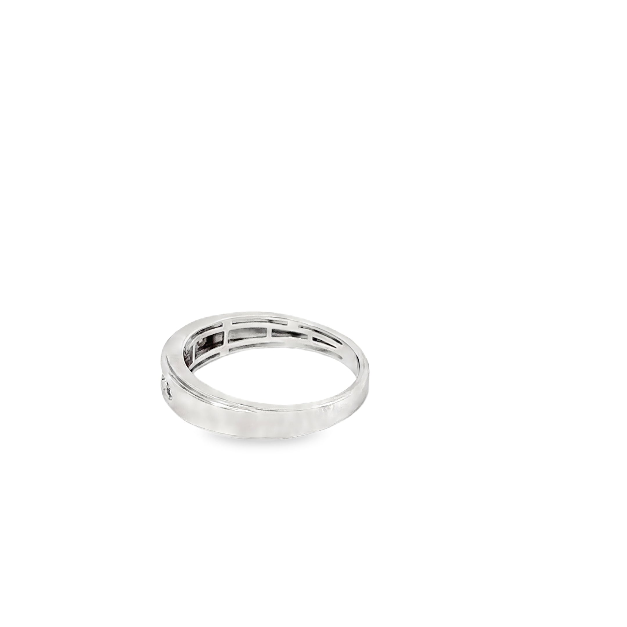 14K White Gold Channel Set Diamond Gents Wedding Band