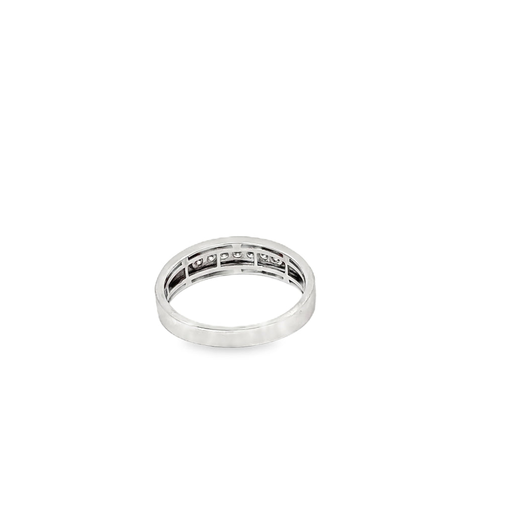 14K White Gold Channel Set Diamond Gents Wedding Band