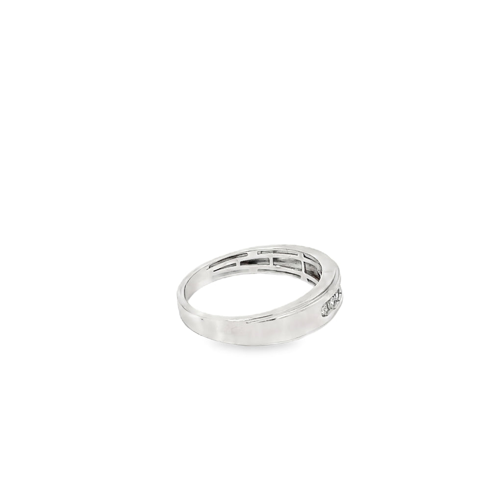 14K White Gold Channel Set Diamond Gents Wedding Band