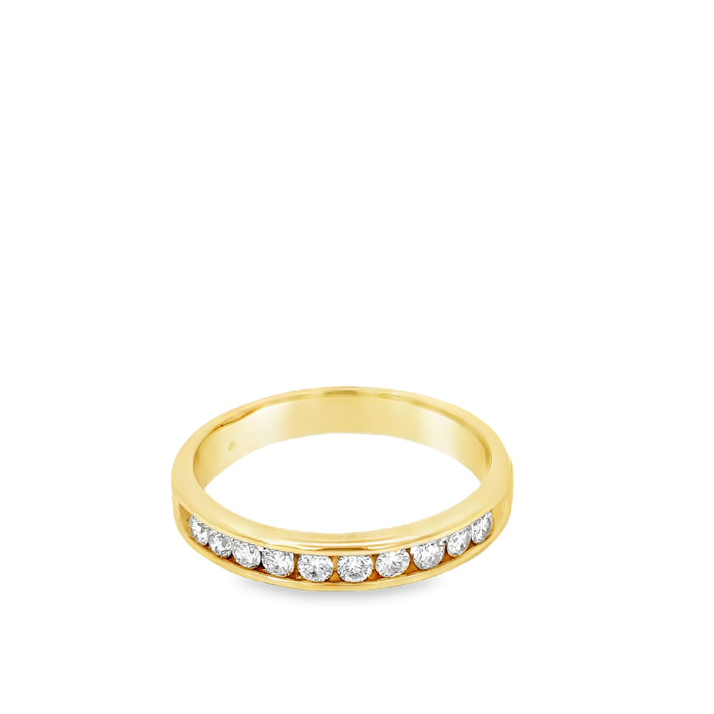 18K Yellow Gold Channel Set Diamond Gents Wedding Band