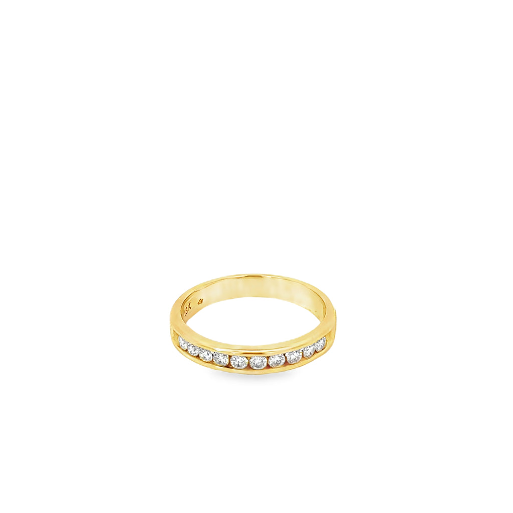 18K Yellow Gold Channel Set Diamond Gents Wedding Band