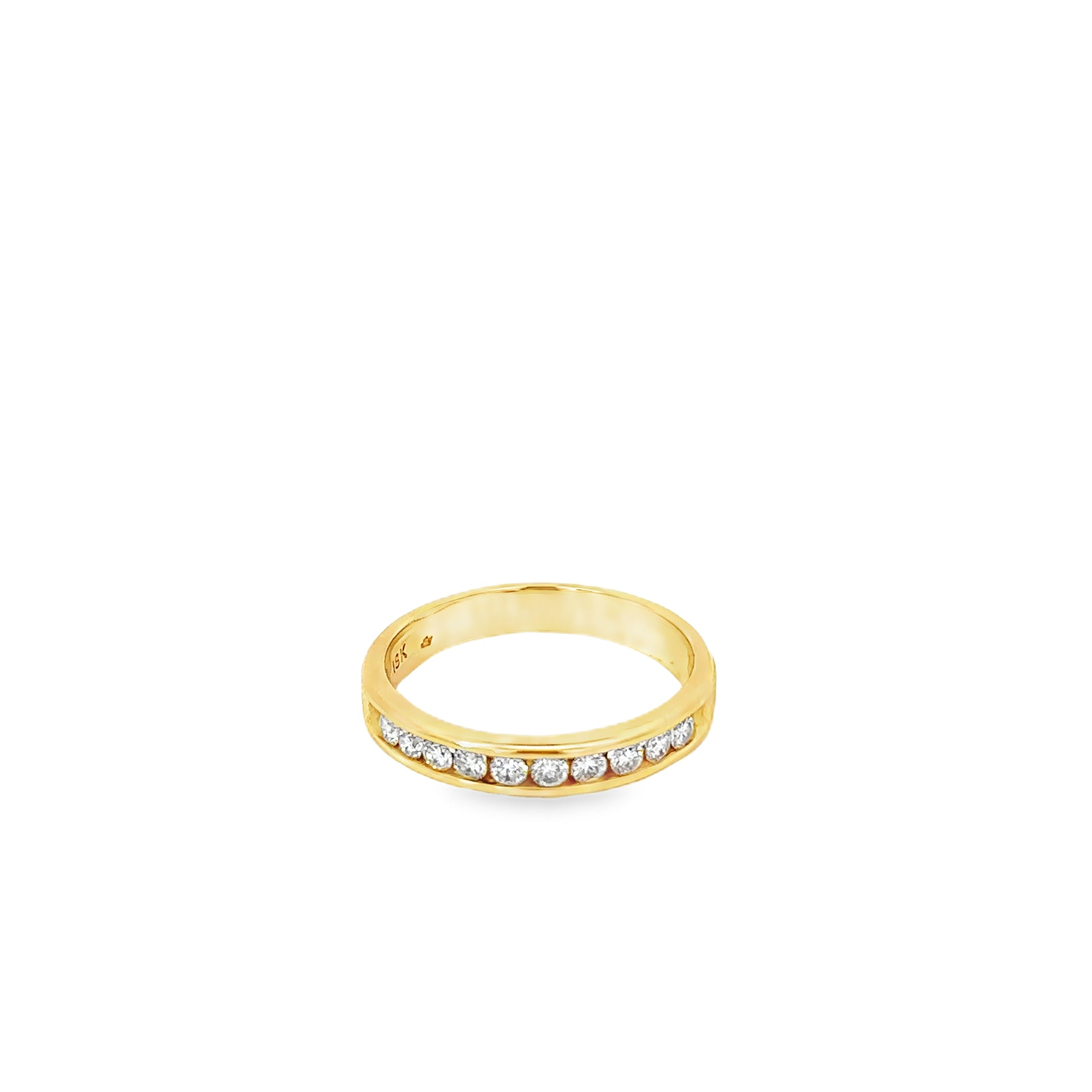 18K Yellow Gold Channel Set Diamond Gents Wedding Band