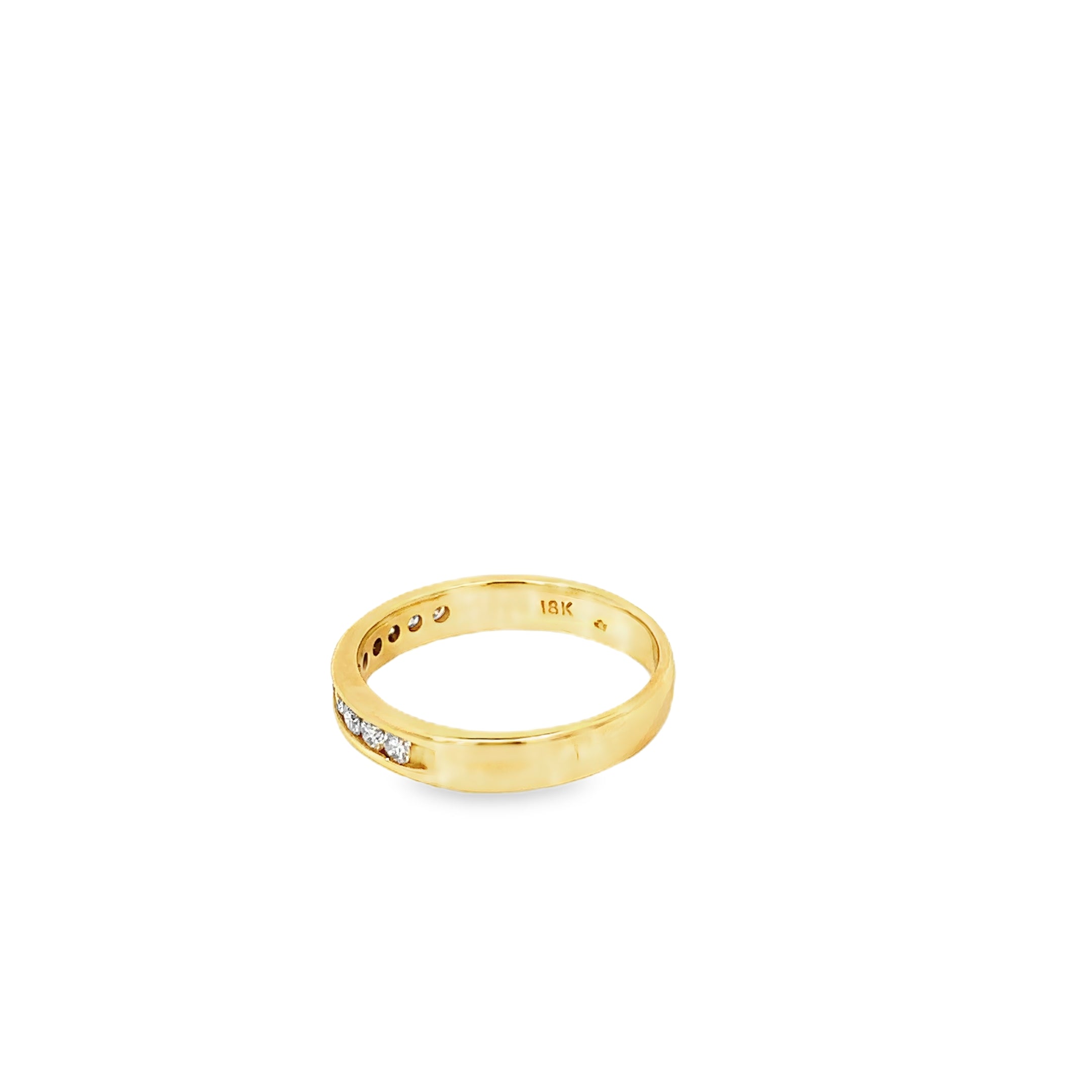 18K Yellow Gold Channel Set Diamond Gents Wedding Band