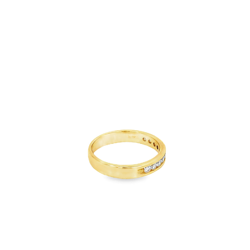 18K Yellow Gold Channel Set Diamond Gents Wedding Band