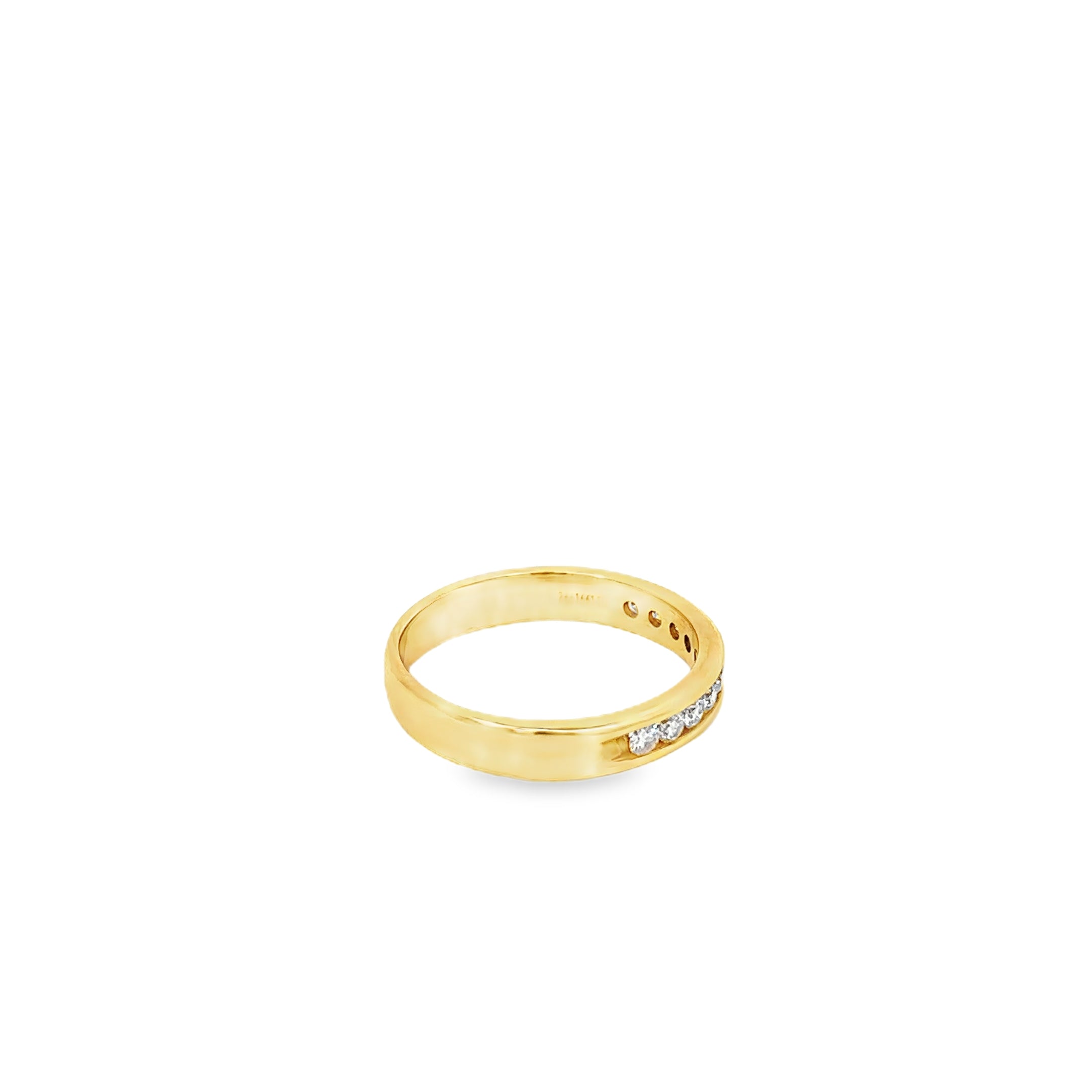 18K Yellow Gold Channel Set Diamond Gents Wedding Band