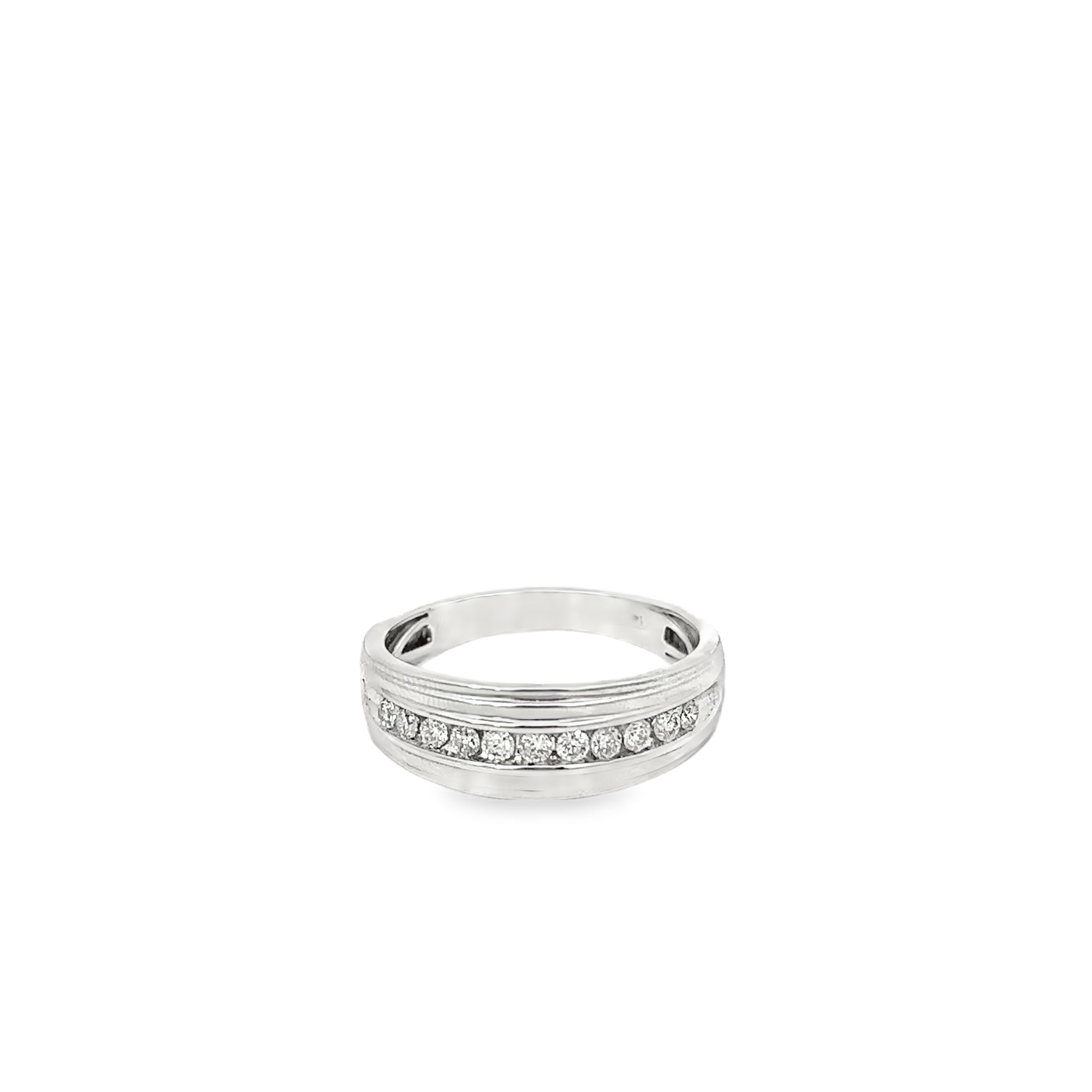 14K White Gold Gents Diamond Wedding Band