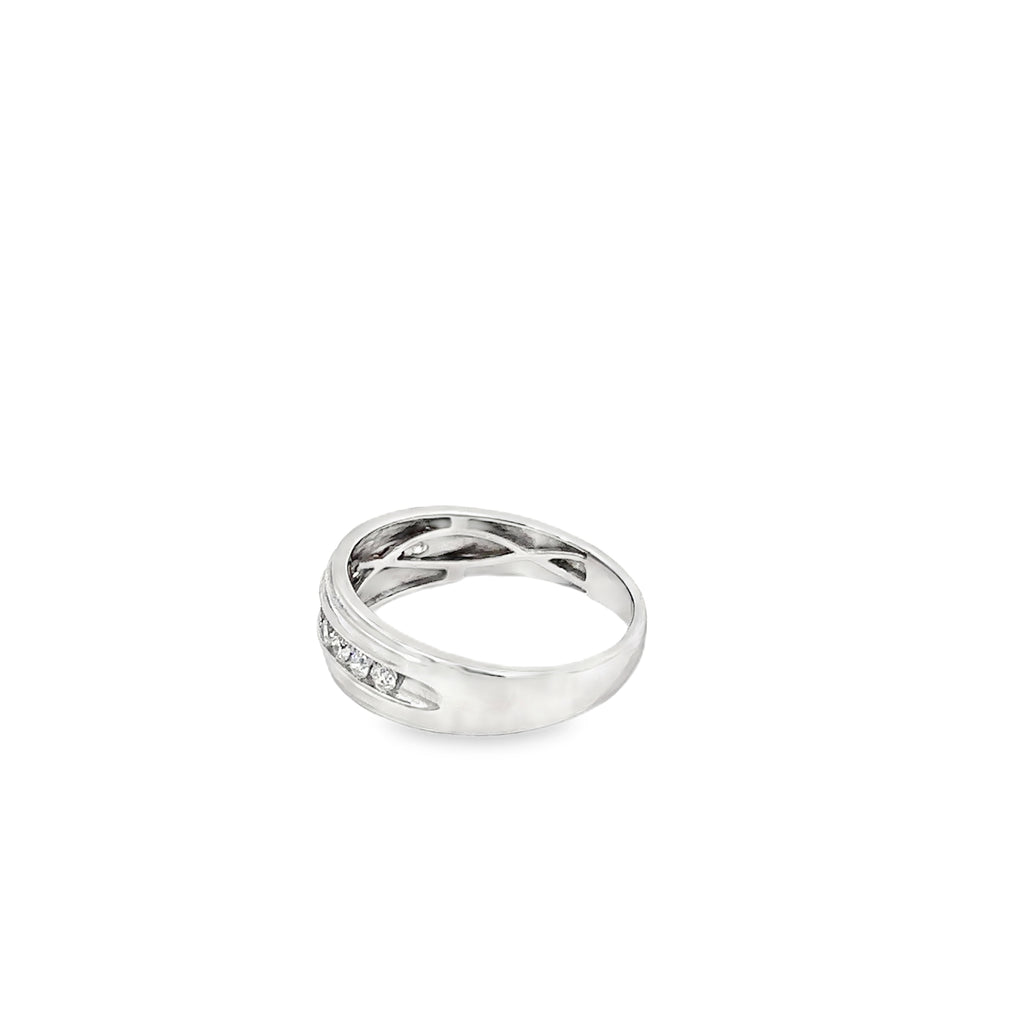 14K White Gold Gents Diamond Wedding Band