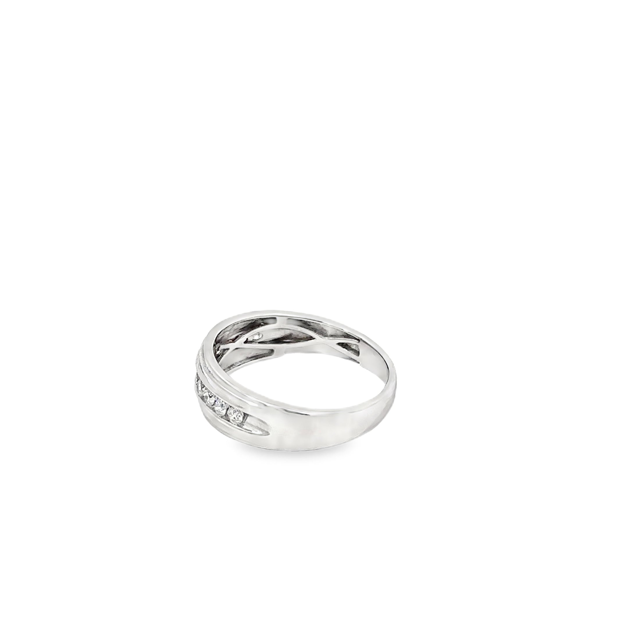 14K White Gold Gents Diamond Wedding Band