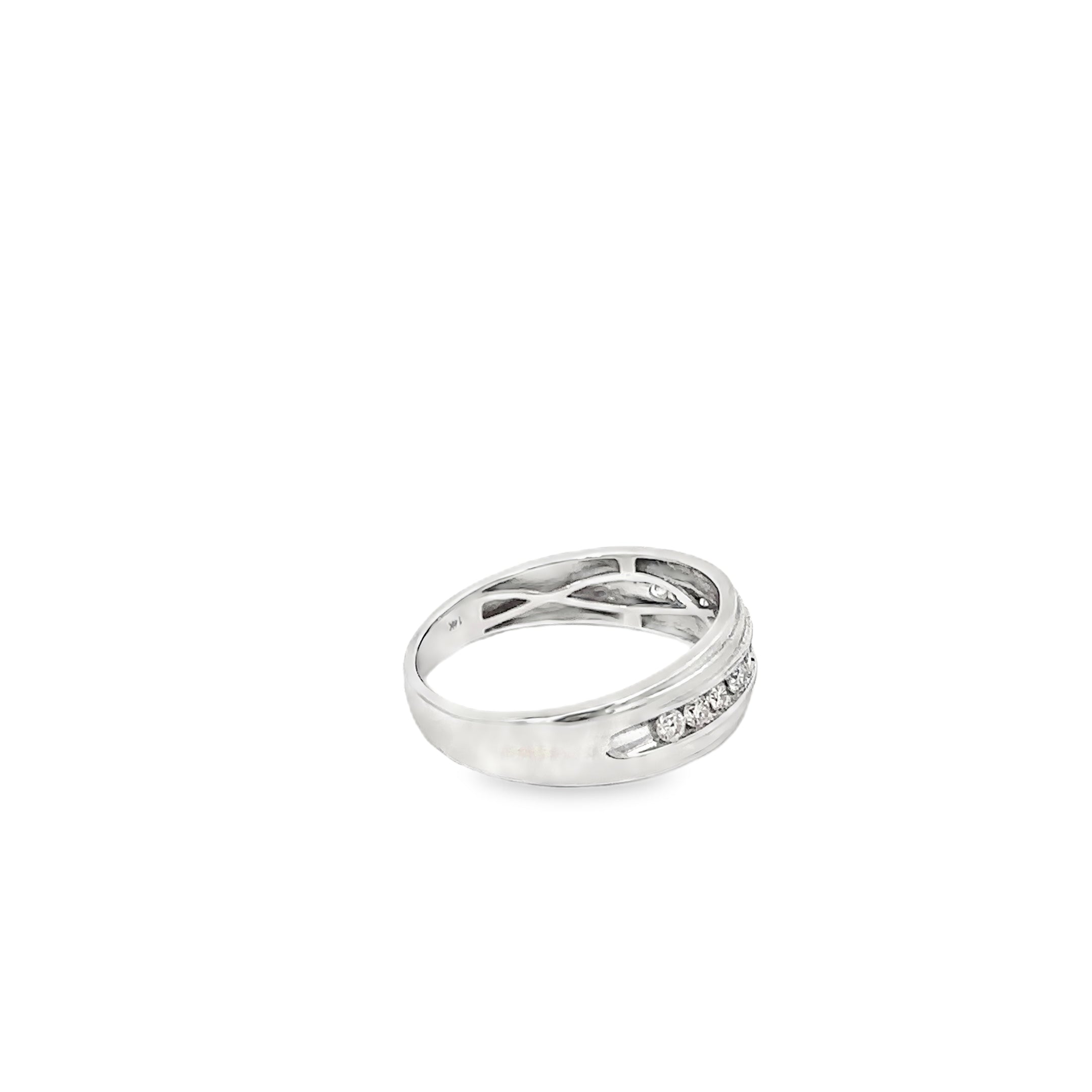 14K White Gold Gents Diamond Wedding Band