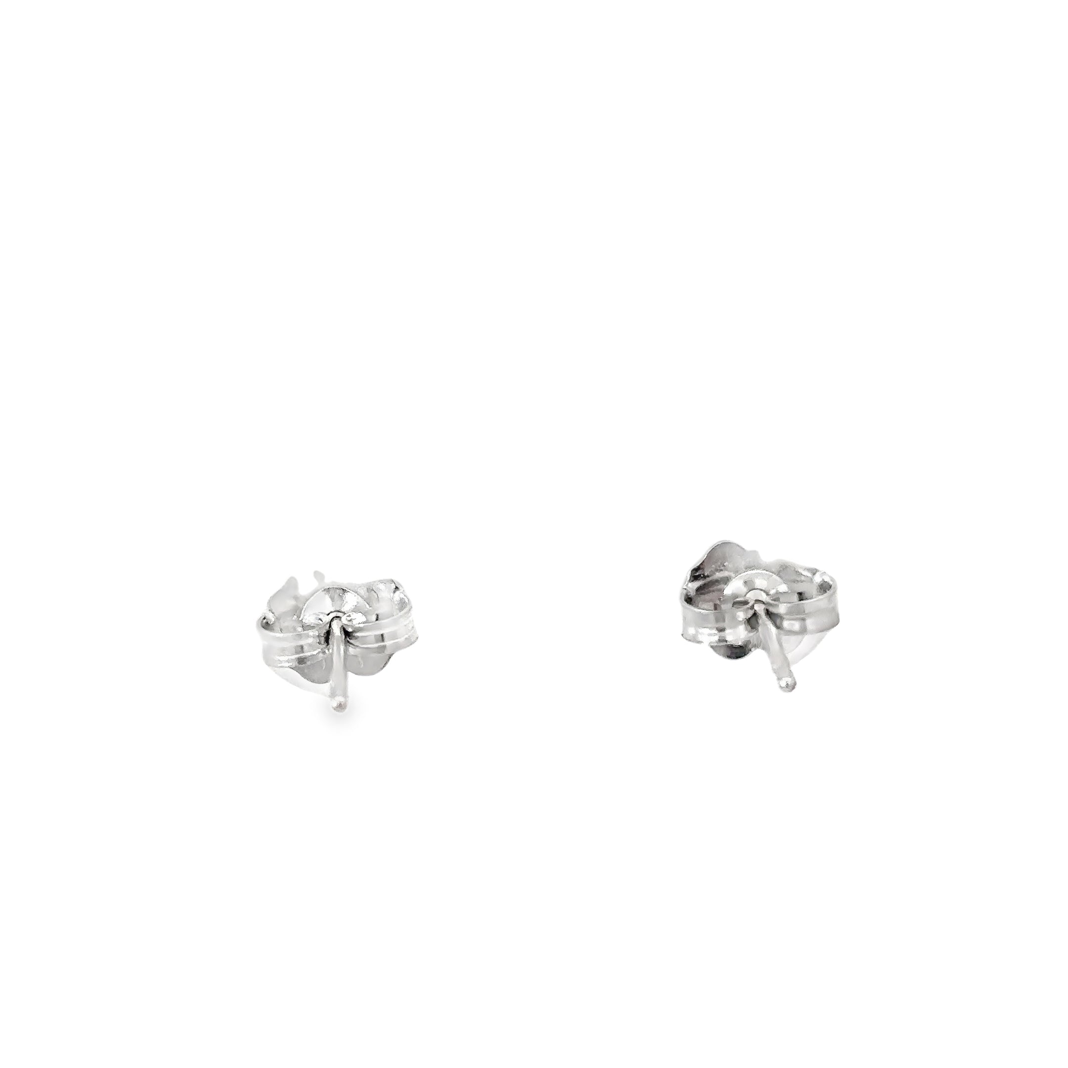 14K White Gold Princess Cut Diamond Earrings set in a Halo with Post Back