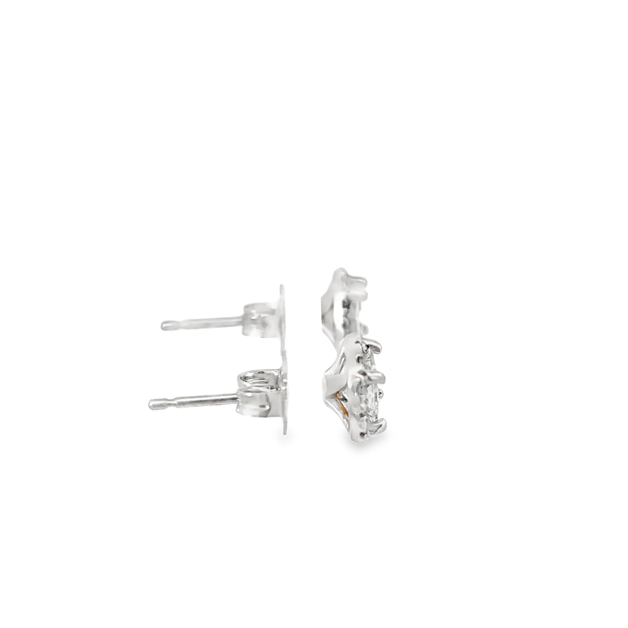 14K White Gold Princess Cut Diamond Earrings set in a Halo with Post Back