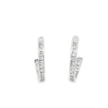 14K White Gold Inner and Outer Channel set Diamond Hoop Earrings with Post Backs