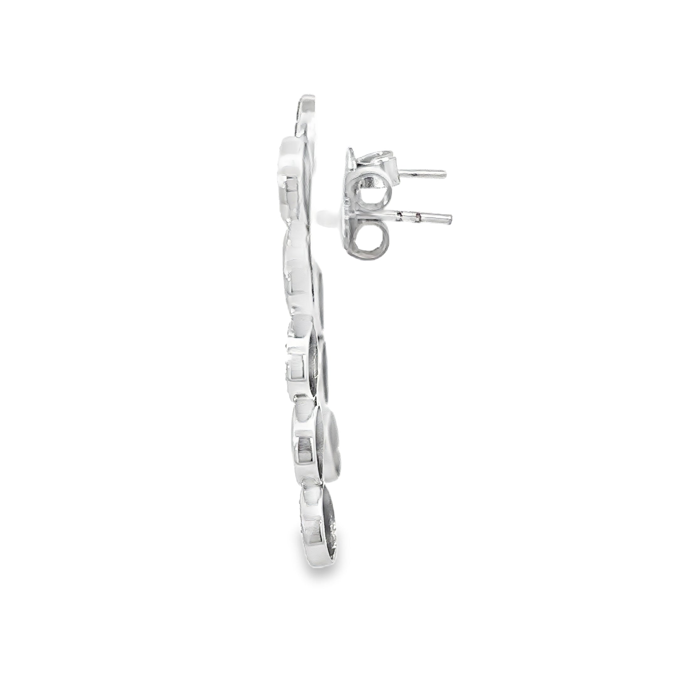 18K White Gold Pave Diamond Circle Earrings with Post Backs