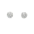 14K White Gold Diamond Flower Cluster Earrings with Screw Backs