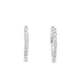 14K White Gold Shared Prong Diamond Hoop Earrings