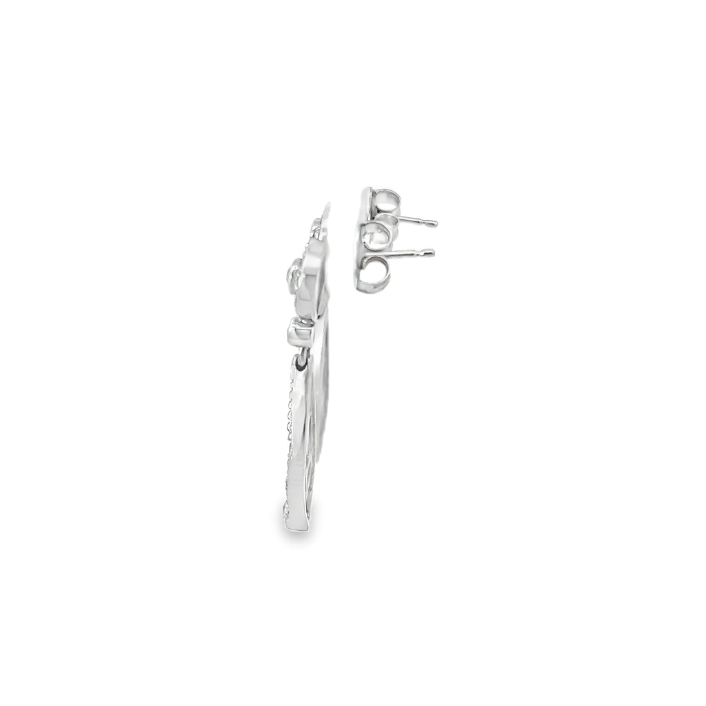 14K White Gold Teardrop Diamond Halo Earrings
