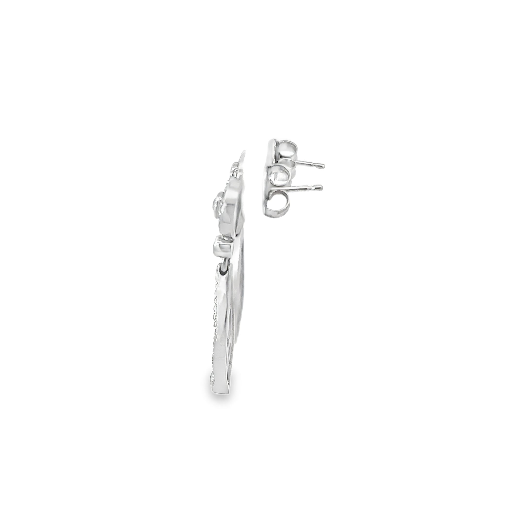 14K White Gold Teardrop Diamond Halo Earrings