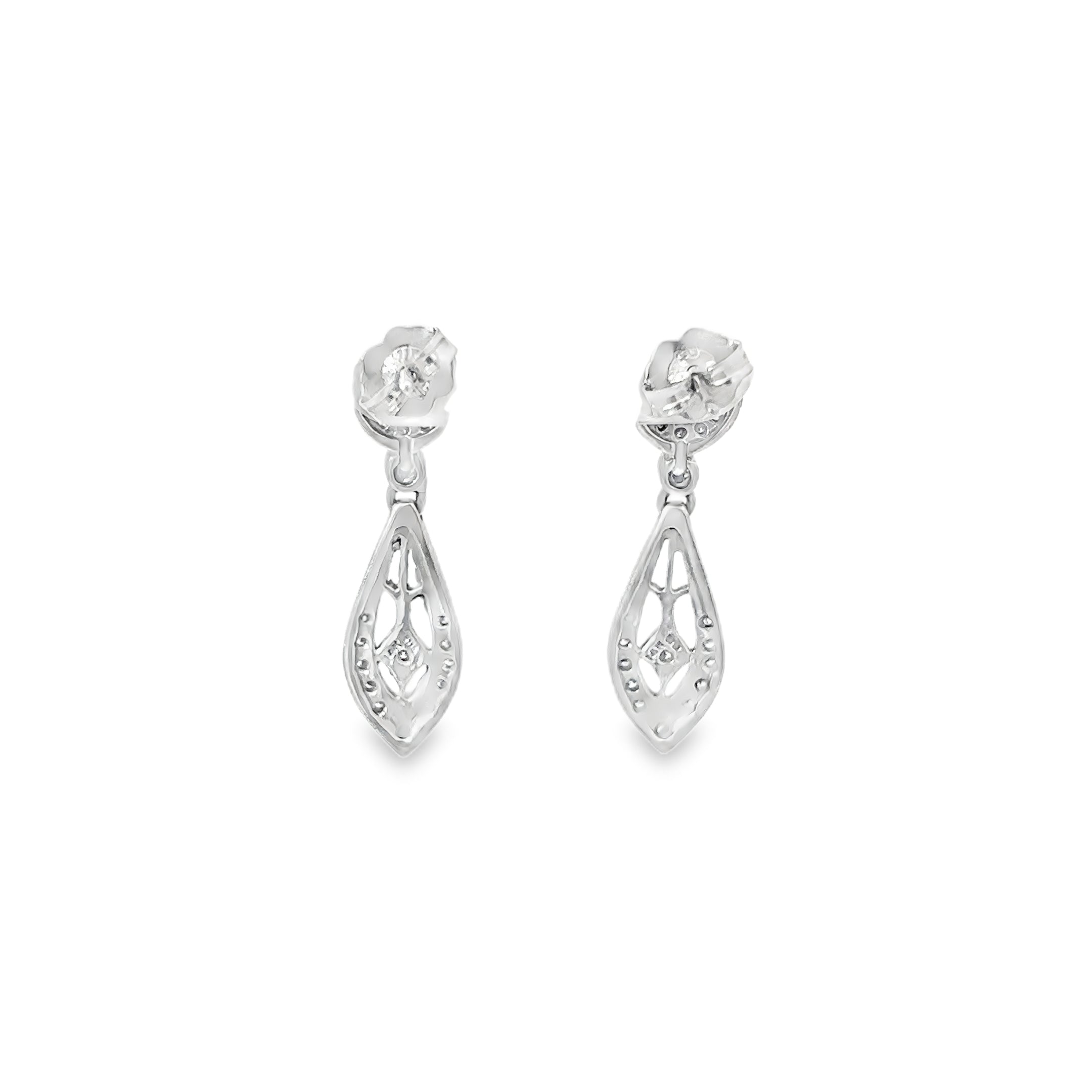 14K White Gold Teardrop Diamond Halo Earrings