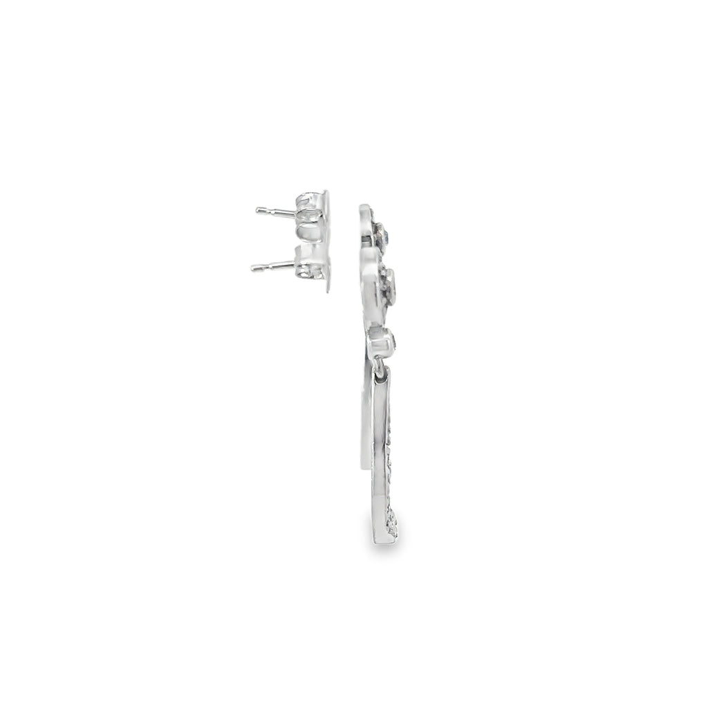 14K White Gold Teardrop Diamond Halo Earrings