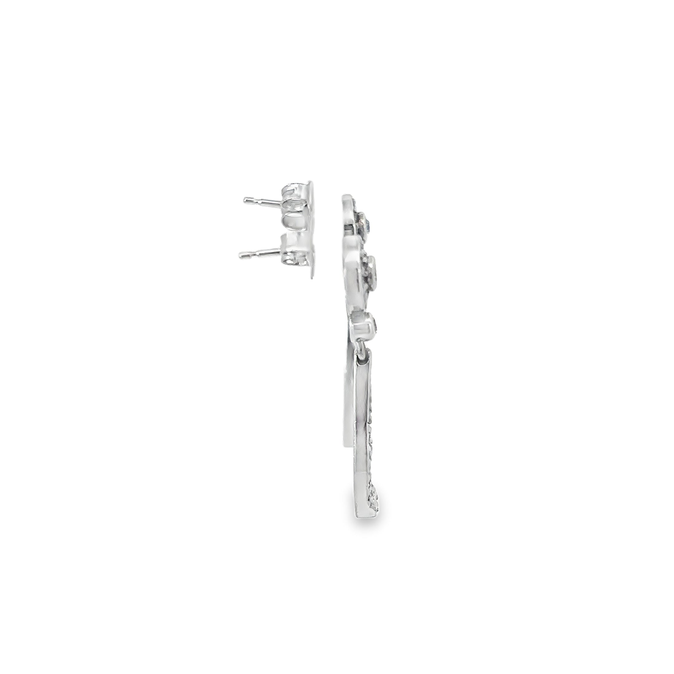 14K White Gold Teardrop Diamond Halo Earrings