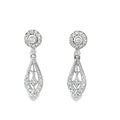 14K White Gold Teardrop Diamond Halo Earrings