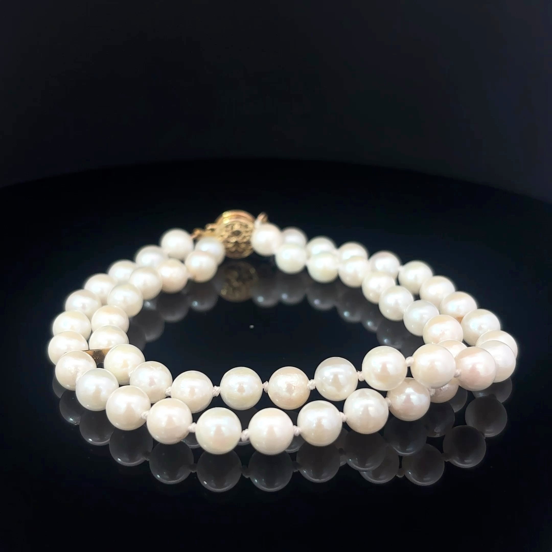 Double Strand Cultured Pearl Bracelet with a 14K Yellow Gold Lock
