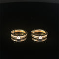 14K Yellow Gold Diamond Hug Earrings with a Single Round Brilliant Cut Diamond