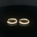 14K Yellow Gold In Out Diamond Hoop Earrings with Milgrain Edge