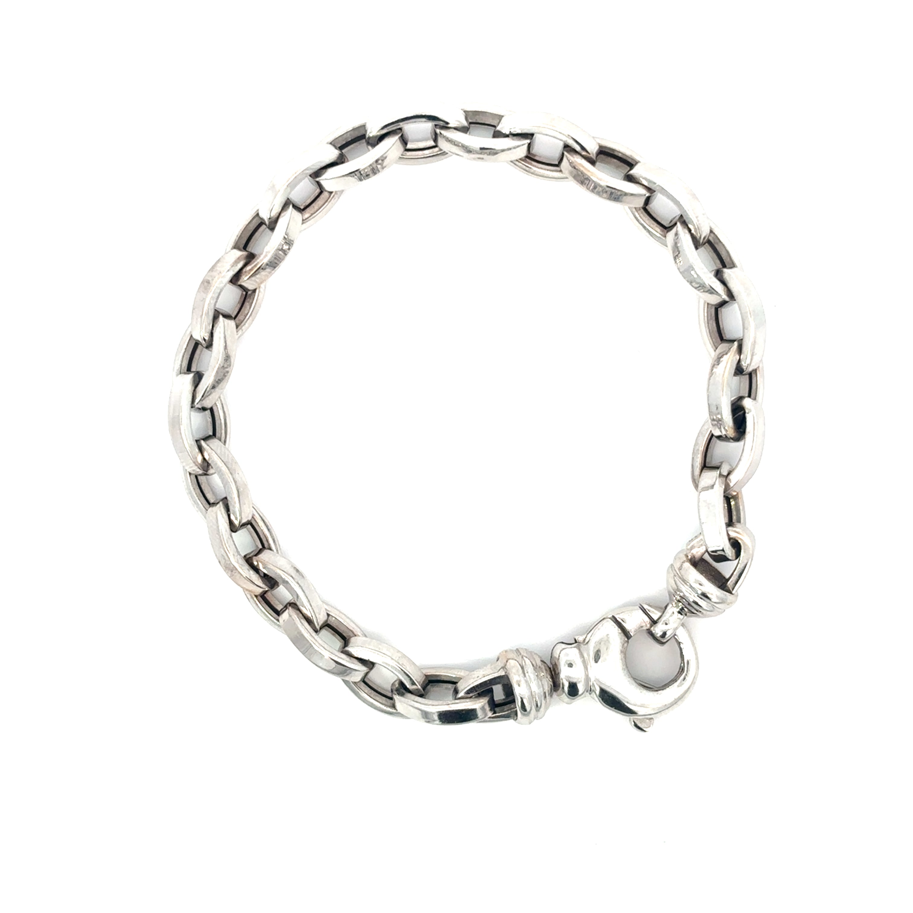 14K White Gold Oval Link Bracelet