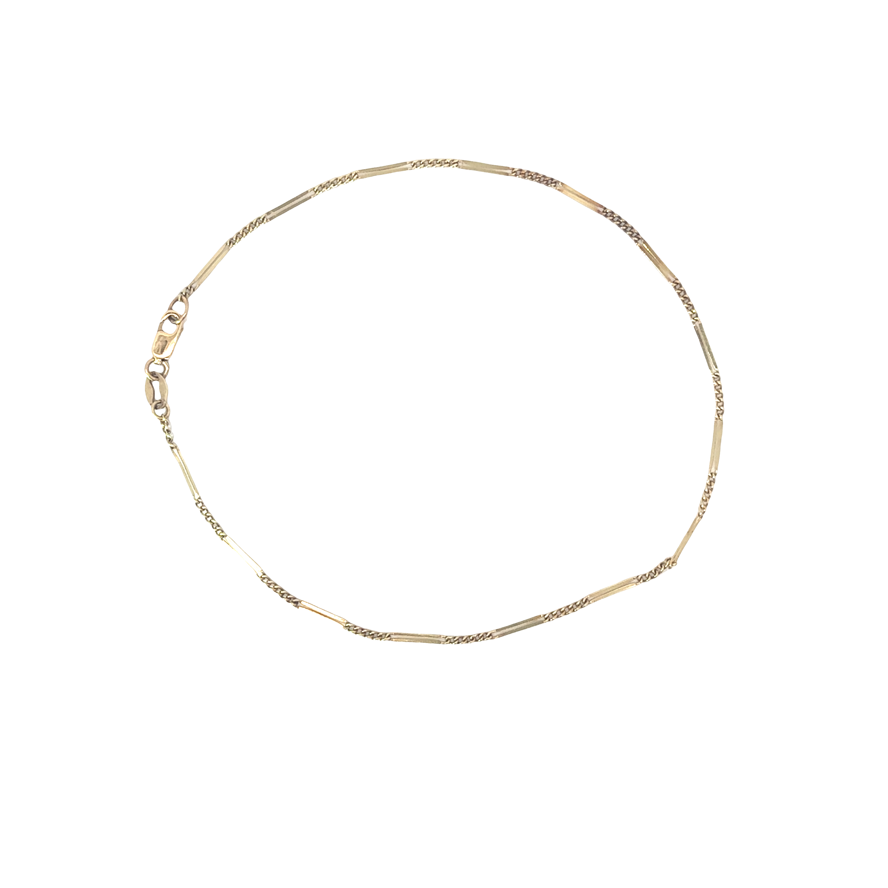 14K Yellow Gold Bar and Link Style Anklet