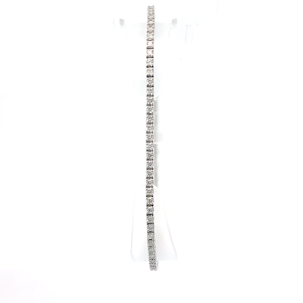 18K White Gold Diamond Lined Tennis Bracelet